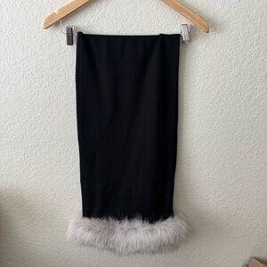 Vintage Saks Fifth Avenue Black scarf with Norwegian Fox Fur Hem